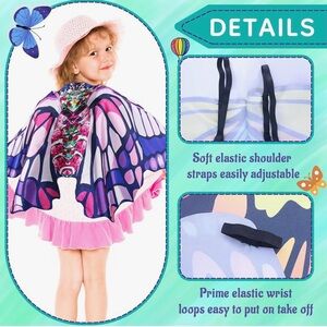 Girls Butterfly Wings, 2 Pcs. Costume Halloween Dress Up, Party Favor, Toy, Gift